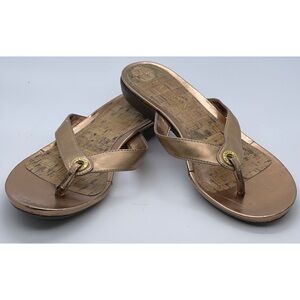 Lauren Ralph Lauren Kira Gold Thong Slip On Casual Sandals Size 8B